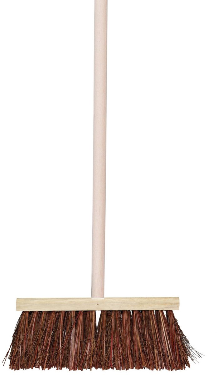 Talen Tools Straatbezem Natuurvezels - hout - 37 cm - buitenbezem - voor tegels - Steel hout van 140 cm - Harde ondergrond
