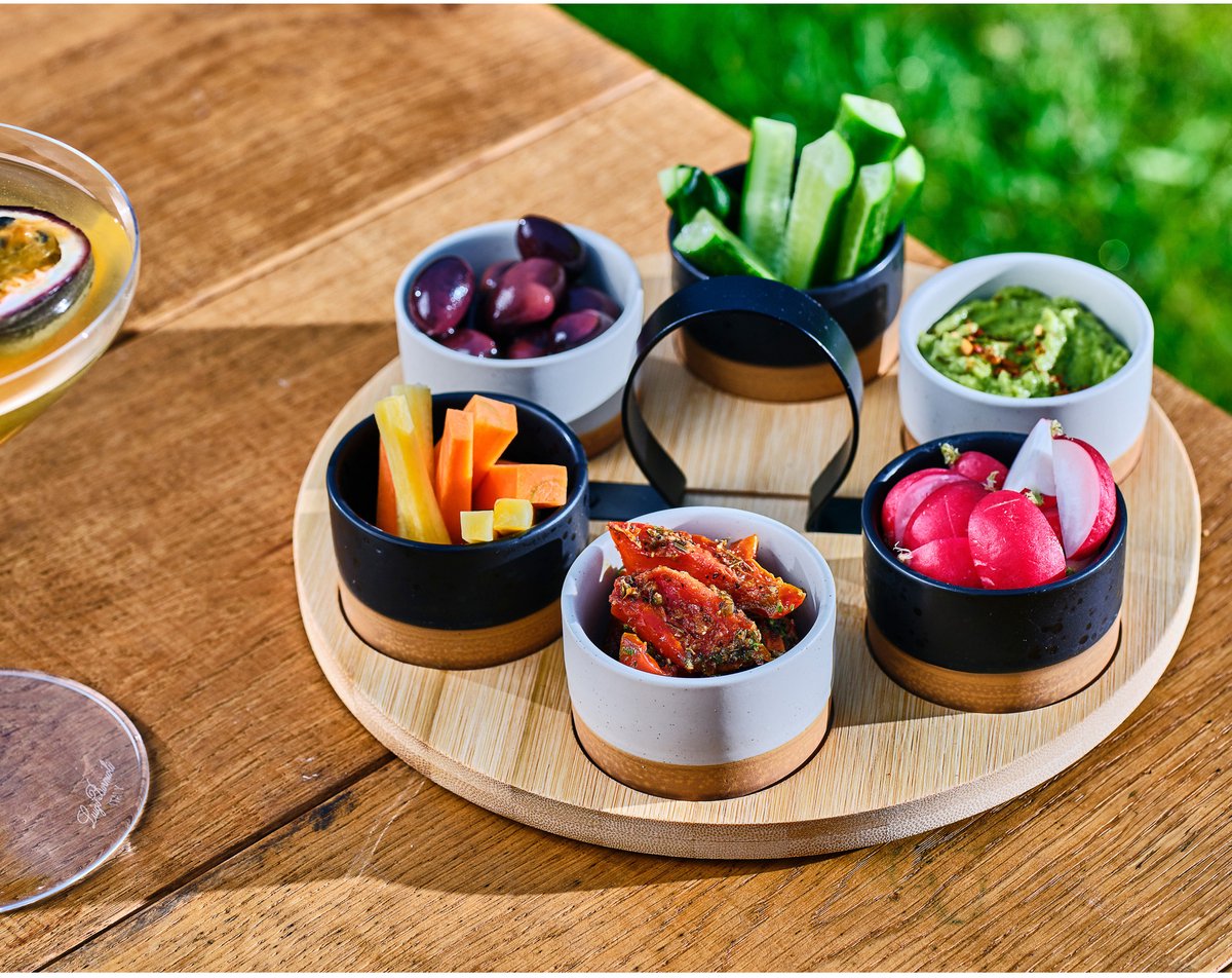 Cosy & Trendy Serveerplank bamboe - met 6x luxe schaaltjes - 25 x 25.5 cm - tapas hapjes en saus schaaltjes - party set — cadeau in Kookcadeaus - foto 4