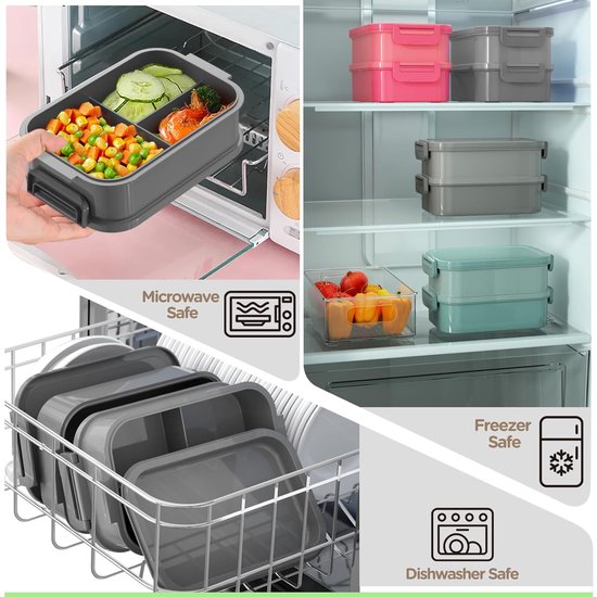 Grote Lunchbox - Lekproof - 2130 ml - BPA-vrij - 3 lagen | bol