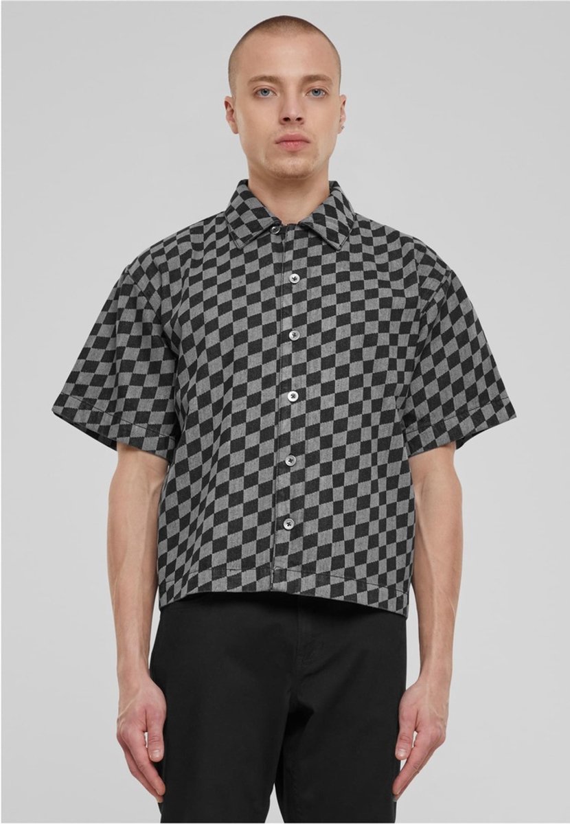Urban Classics Laser Check Printed Boxy Overhemd M Zwart