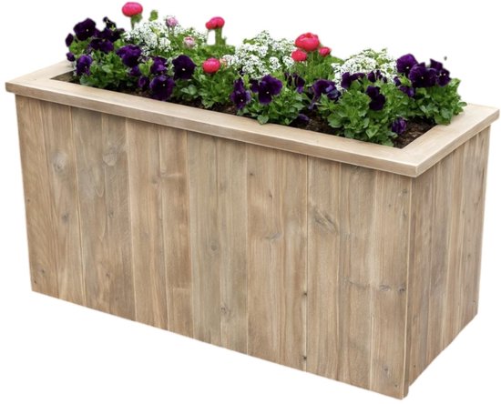 Handgemaakte Steigerhouten plantenbak - Bloemenbak 140x 45 x 80cm - Plantenbak voor tuin - Terras - Balkon - buiten - Luxe bloempot