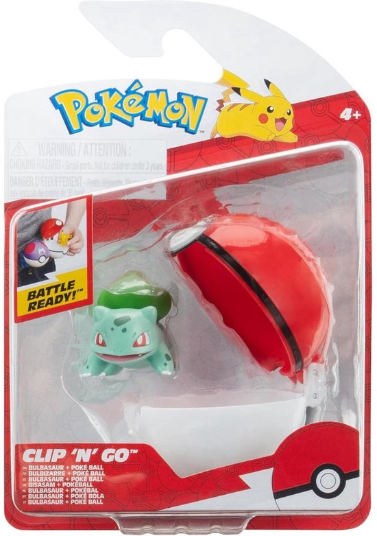 Jazwares Pokémon Clip'n'Go Poké Balls Bulbasaur #1 & Poké Ball Mini-Figuur