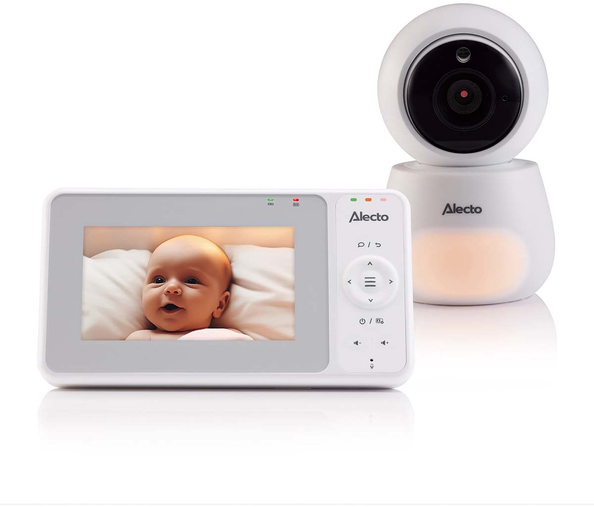 Bol.com Alecto Babyfoon met Camera - DVM2043 - 4.3 inch Scherm - Op afstand bestuurbaar - Uitbreidbaar tot 4 camera's - Nachtlampje - Wit aanbieding