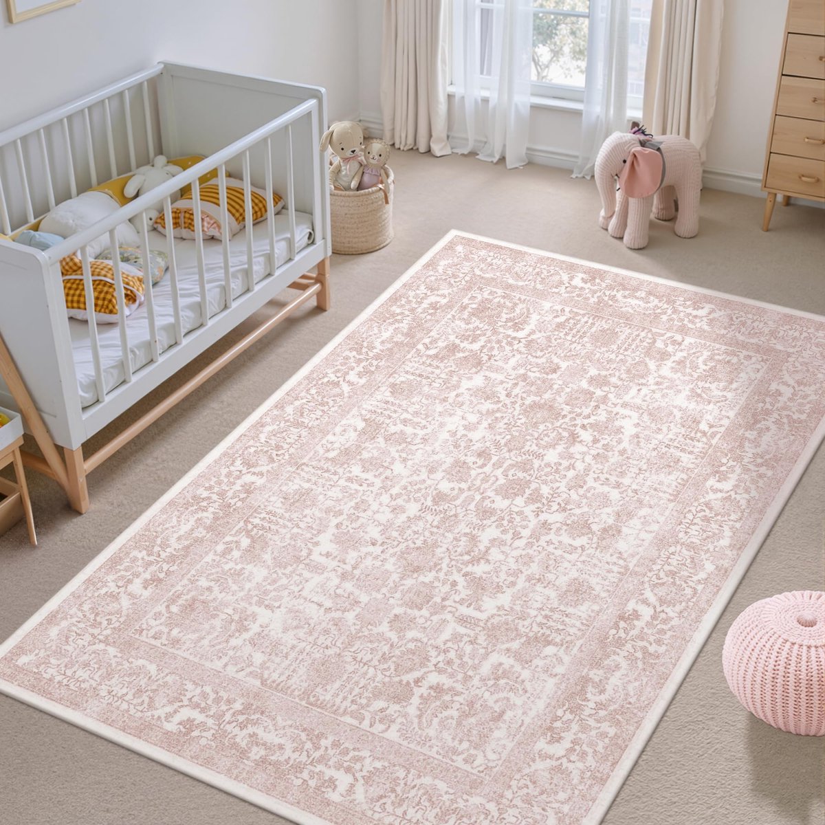 Vloerkleed - Vintage Wasbaar - Woonkamer - Roze 90x150 cm