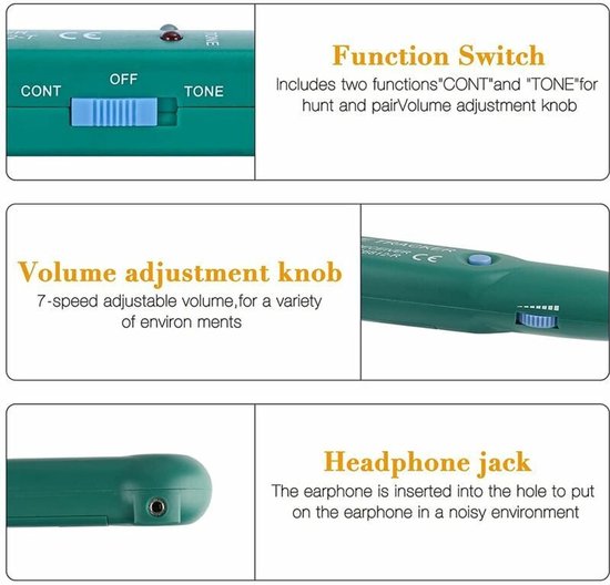 Elektrische kabelzoeker, elektrische kabeldetector, kabelzoeker, multifunctionele circuittesters, telefoonkabeltester voor het vinden van leidingen