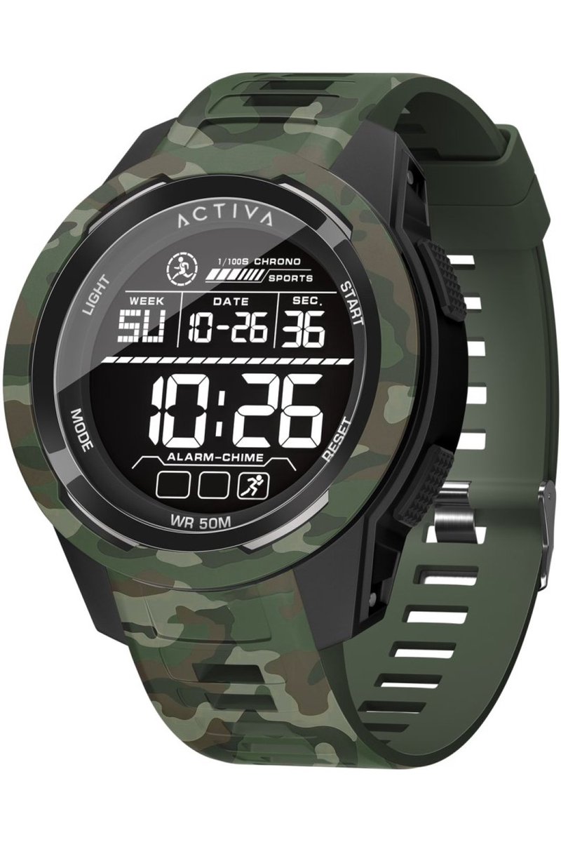 Activa x Invicta Digital ACW8105MC-001 Heren Horloge - Waterdicht - Digitaal - Quartz Uurwerk - Plastic met zwarte Wijzerplaat - 45mm
