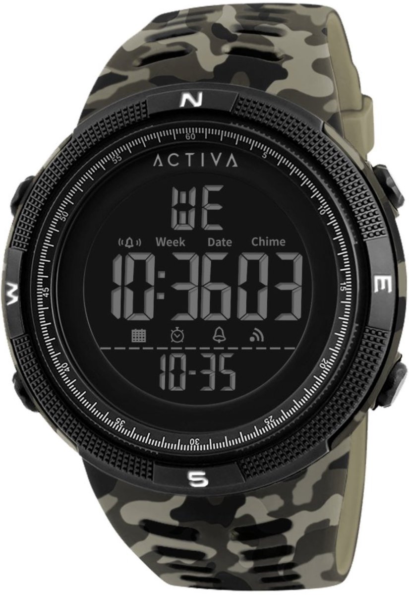 Activa x Invicta Digital ACW1915MC-003 Heren Horloge - Waterdicht - Digitaal - Quartz Uurwerk - Plastic met zwarte Wijzerplaat - 50mm