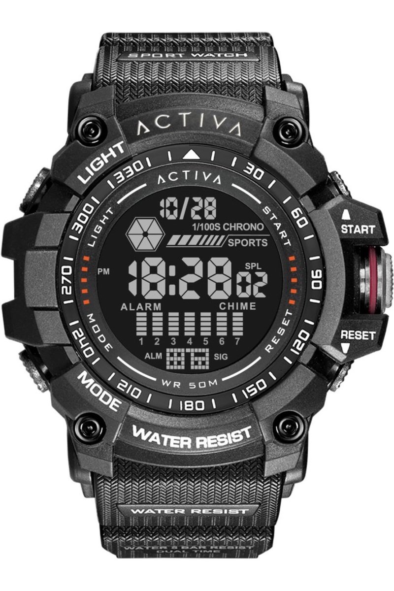 Activa x Invicta Digital ACW8020-001 Heren Horloge - Waterdicht - Digitaal - Quartz Uurwerk - Plastic met zwarte Wijzerplaat - 56mm