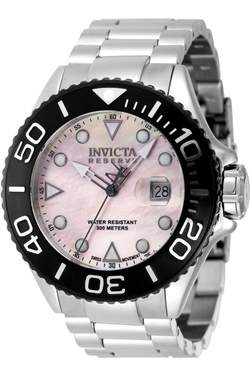 Invicta Reserve 48503 Heren Horloge - Waterdicht - Analoog - Quartz Uurwerk - Roestvrij Staal met roze Wijzerplaat - 52mm