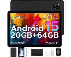 DOOGEE TAB A9+ VIP - Tablet - 20GB RAM +64GB ROM /2TB TF - 11 Inth + 90Hz IPS - Android 15 - 8580 mAh - Unisoc T7200 - 5Gz WiFi - Dubbele luidsprekers - Muis/toetsenbord/hoesje/geharde film - Zwart