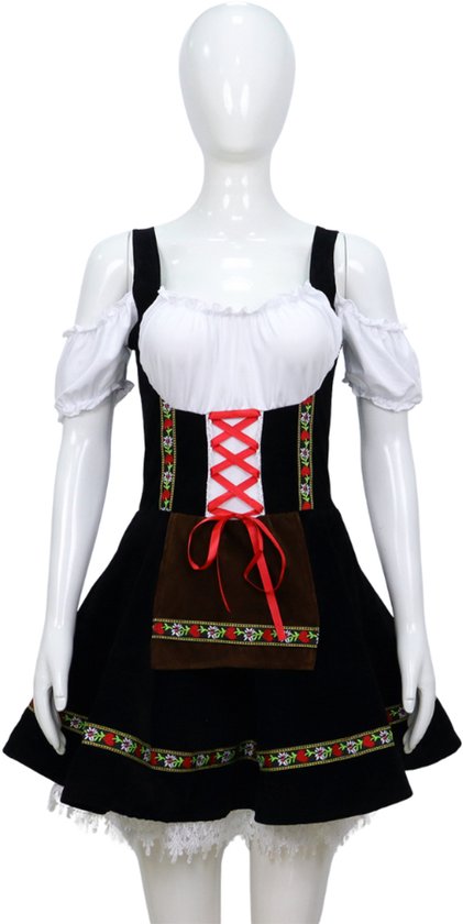 Joya Kids® Robe Dirndl Oktoberfest pour femme | Tenue de soirée bière sexy avec dentelle et fermeture éclair | Robe tyrolienne | Costume de carnaval et d'Halloween pour femme | Taille M
