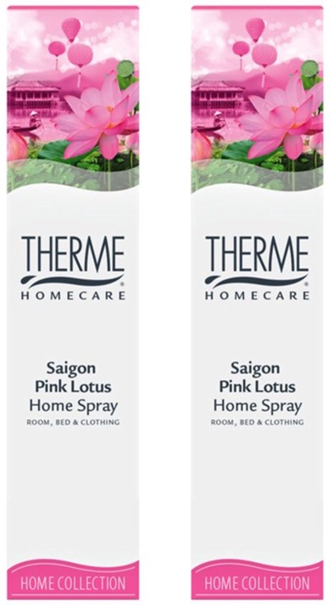 Therme Interieurspray Saigon Pink Lotus - Voordeelverpakking 2 x 60 ml - Huisparfum - Textielverfrisser