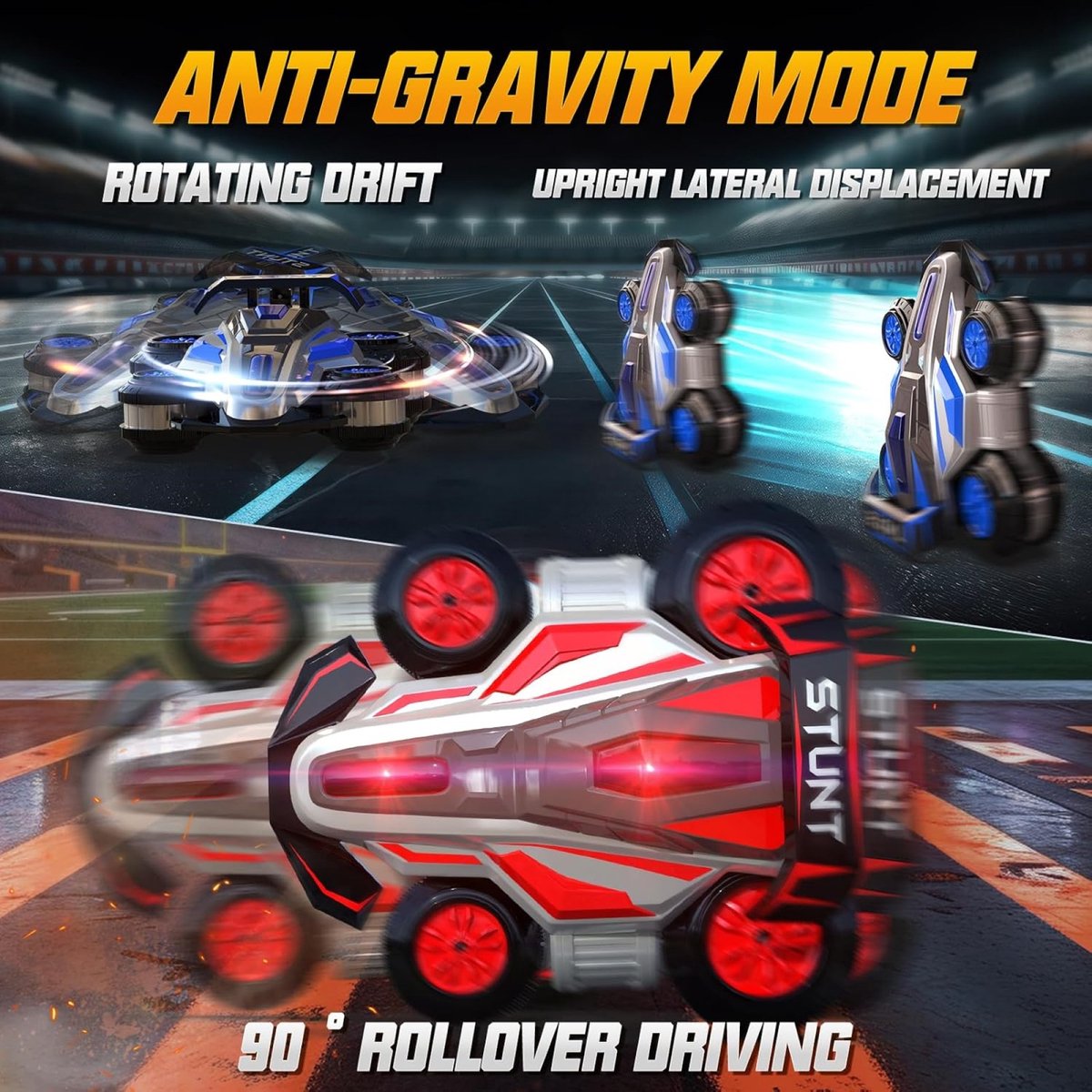 Huntex RC Stunt Car - Transformeerbare Drift Auto 360° + Pionnen & Extra Batterijen | Snelheidsmonster voor Kinderen 8-16 Jaar - Rood — afbeelding 5