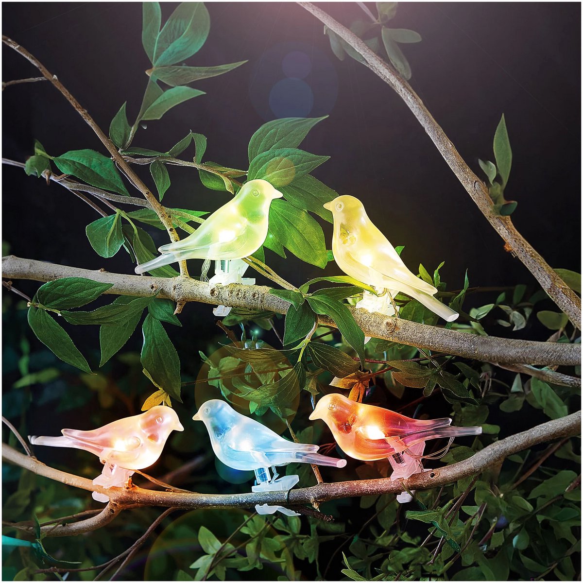 Solar lichtsnoer – vogel, clip-on – 80 cm – 5 kleuren, RGB LED