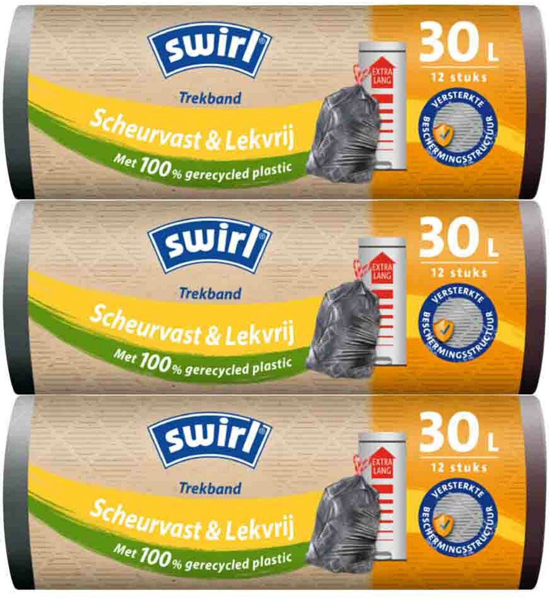Swirl Afvalzakken met Trekband 30 liter - 3 x 12 stuks - Voordeelverpakking