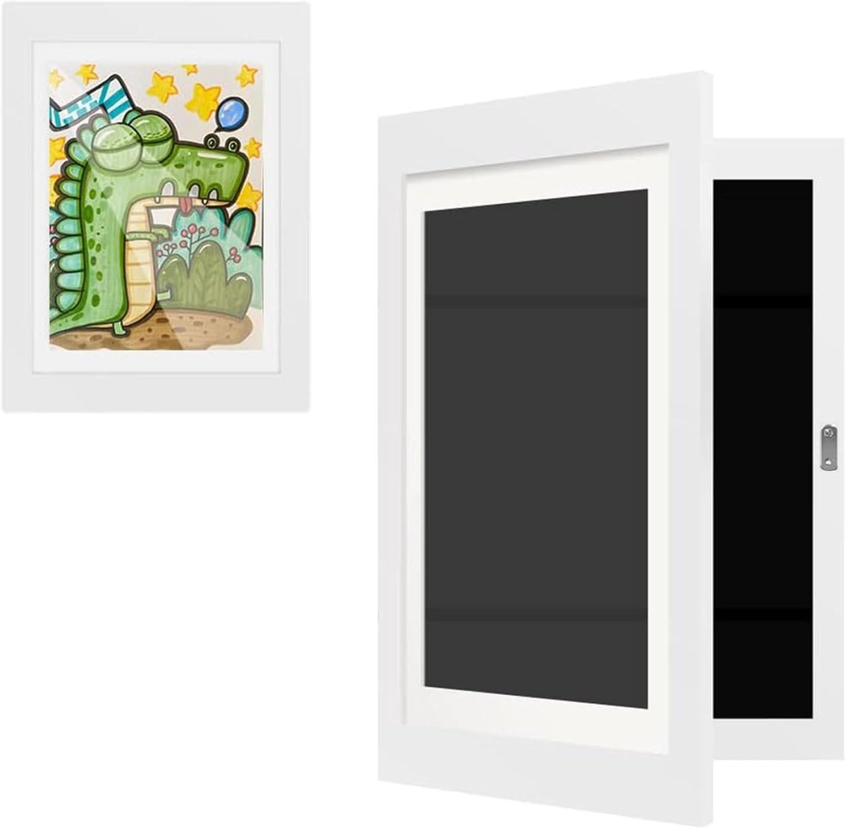 Home & Marker - Fotolijst voor Kinderen - Wit – Kunstwerken Makkelijk Bewaren & Tentoonstellen – Hout – 33x24 cm – Duurzaam & Compact – Perfect Cadeau voor Jonge Kunstenaars - FRAMELET