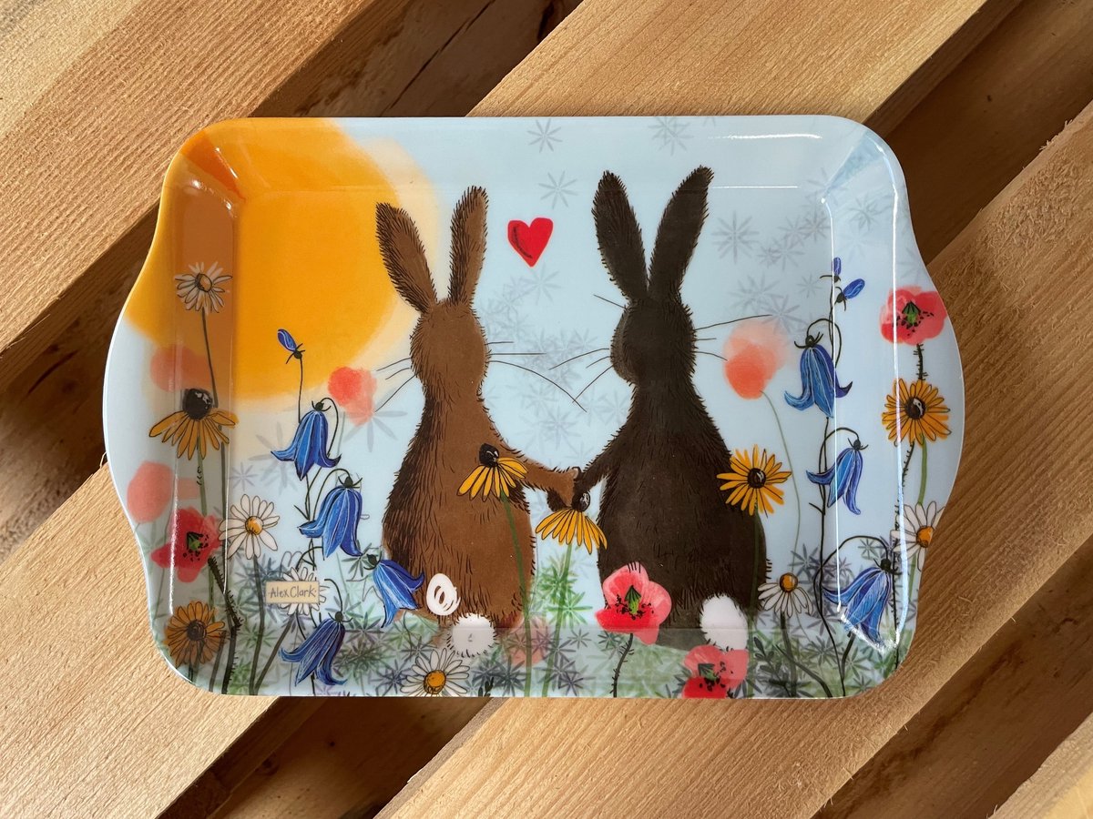 Alex Clark Dienblad Klein Formaat Konijnen ~ Melamine Tray Rabbit and Wild Flowers