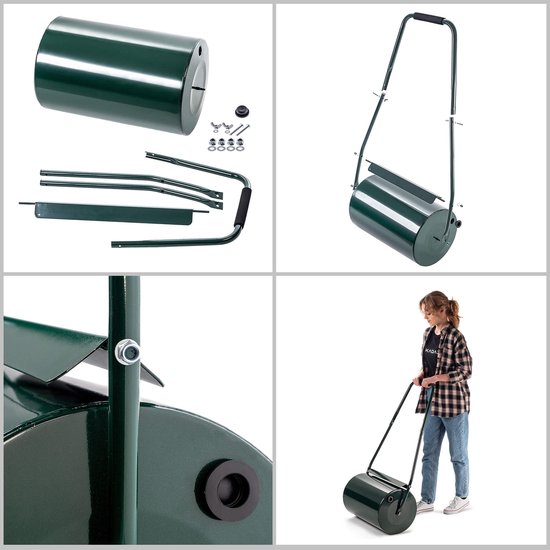 KADAX Gazonroller, breedte 50 cm, diameter 32 cm, vulbaar met water of zand, metalen tuinroller, tuinwals voor gazononderhoud en bodemverdichting van Merkloos	 — afbeelding 2