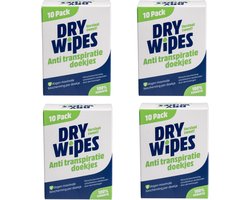 Drywipes - anti transpiratie wipes - 4 pak - 4x10=40 anti transpiratie doekjes - Voordeelverpakking