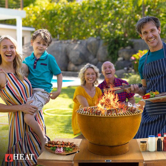 HEAT Outdoor Living Buitenkeuken Kjok Roest - Barbecue met Opslag - Mobiele Buitenkeuken - Barbecue Plancha - Grillen - Staal - Incl. Snijplank - Sfeervolle Avonden met Vrienden en Familie - 122x60x93 cm van HEAT Outdoor Living — afbeelding 2