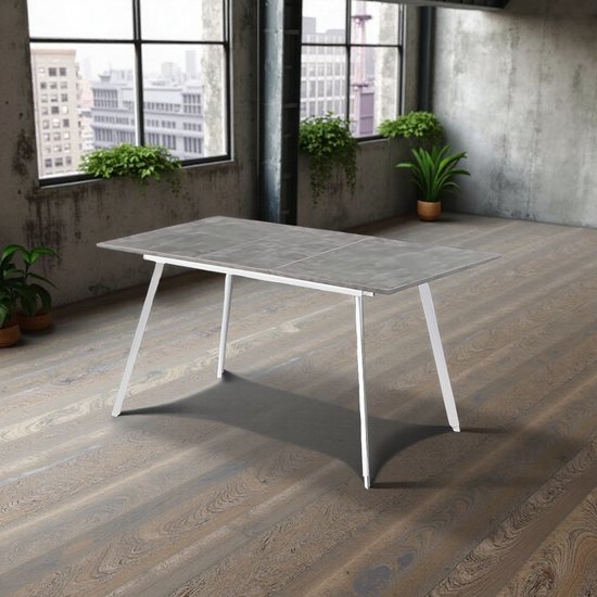 Uitschuifbare eettafel met houten blad, gemaakt in Italië