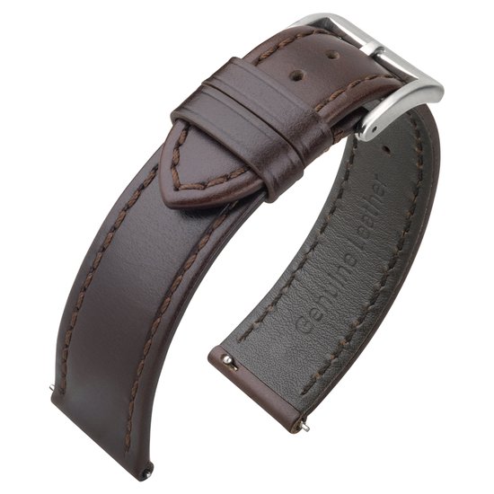 Bracelet de montre en cuir de veau marron foncé - Facile à changer soi-même - 22 mm