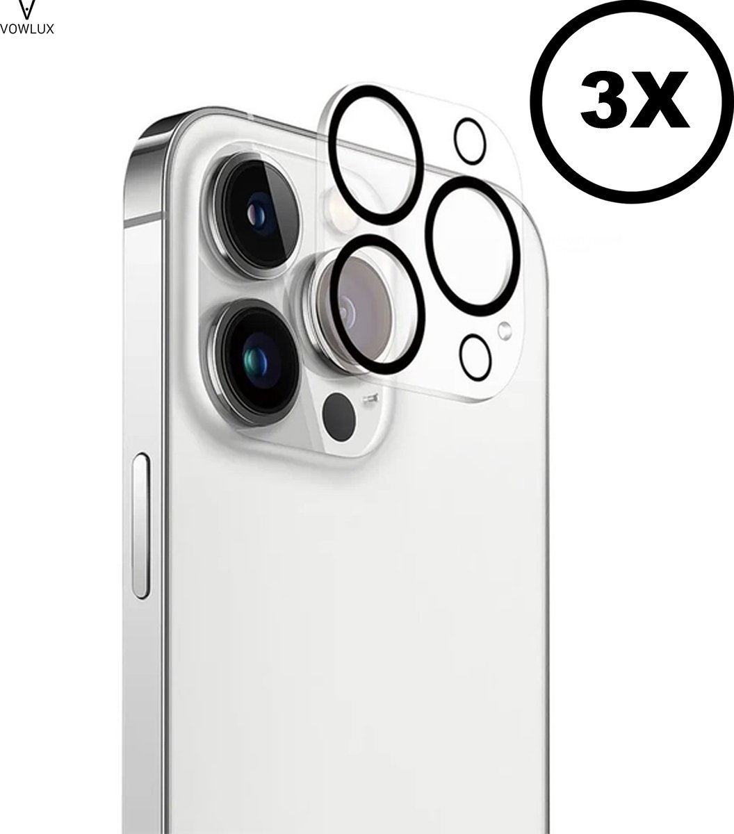 VOWLUX Camera Lens Protector voor iPhone 12 Pro – Screenprotector Camera Lens 9H Gehard Glas – Full Cover – 3 Stuks – Extra Sterk, Krasbestendig, HD Helder – Beschermglas voor Cameralens