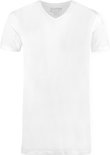 Lang wit V-hals T-shirt met korte mouwen, Slater extra long fit.