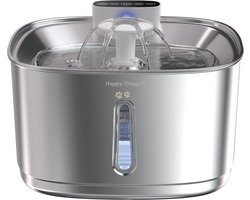 Happy Things® ZR12 Draadloze Drinkfontein Kat & Hond – 3,2 L – Volledig RVS 304 – UV-C Sterilisatie & 5-Laags Filter – Fluisterstil – Sensor & Oplaadbaar – Premium Waterfontein