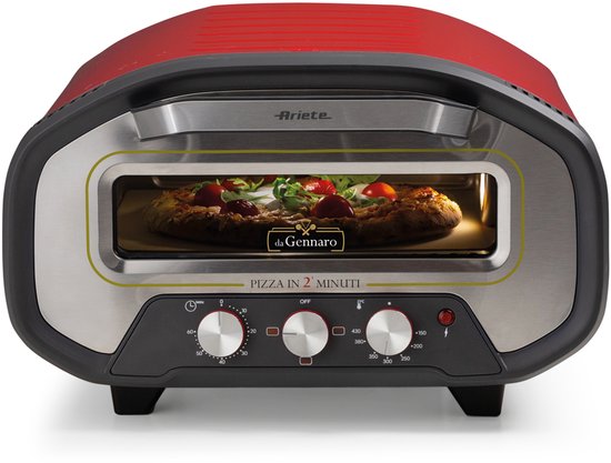 Ariete 3901/00 - Elektrische pizza oven - 2200 Watt - temperatuur tot 430°C - Klaar in 2 minuten - timer - Inclusief 1 pizzasnijder en 1 aluminium schep