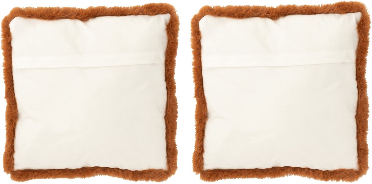 J-Line kussen Eekhoorn - polyester - bruin/gebroken wit - small - 2 stuks Bruin - Wit