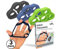 Boncy® Premium Handtrainer Set - 3-Pack - Grip trainer Onderarm , Hand & Pols - Handknijper Fitness Gripper - Handtrainers Vingertrainer Gripster voor Forearm