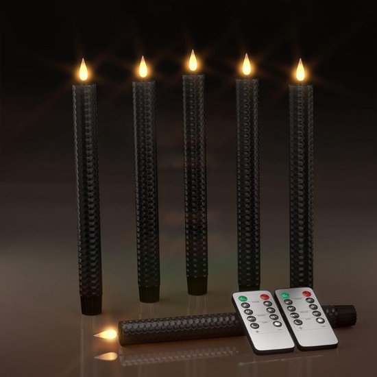Oplaadbare LED stompkaars - LED kaarsen met bewegende vlam - Groen - Green - Oplaadstation en Afstandbediening - Timer - Dimmer