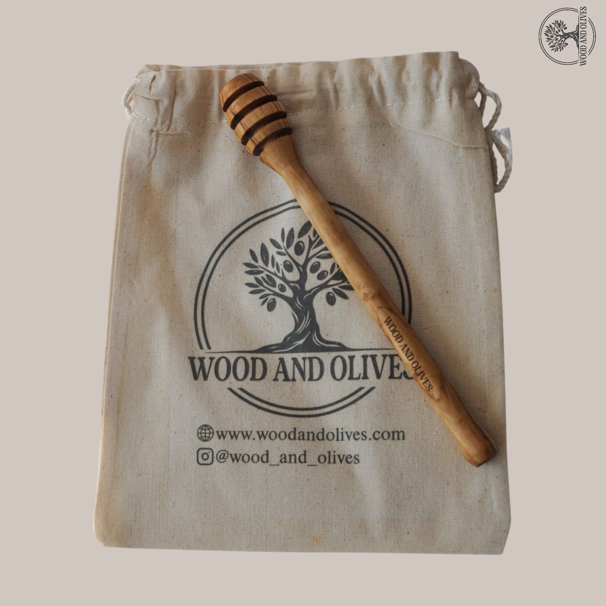 Wood and Olives - Olijfhouten Honinglepel - Handgemaakt - 16 cm