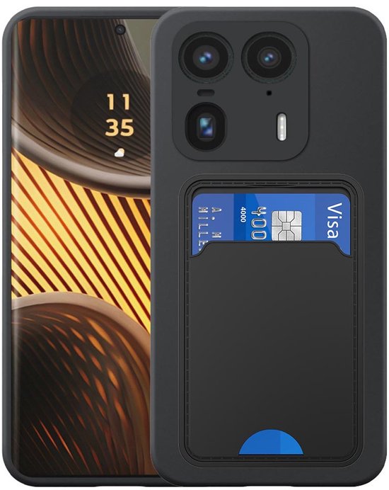 Étui pour Motorola Edge 50 Ultra avec porte-cartes en TPU - Coque arrière Flexible en Siliconen TPU avec emplacement pour carte - Zwart - Smartphone compatible avec Motorola Edge 50 Ultra