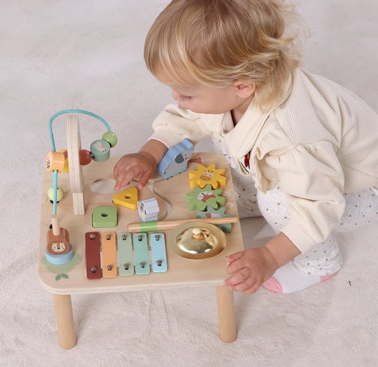 Houten Bosvrienden Activiteitentafel - 8-in-1 Stimulerend Speelcentrum - 29,5 × 29,5 × 28 cm - Vanaf ±18 maanden van Merkloos — afbeelding 4