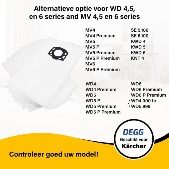 Stapel witte stofzuigerzakken met zwarte aansluiting.