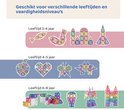 Voorbeelden van LearnetiQ magneetstenen creaties per leeftijdscategorie, van vis tot kasteel.