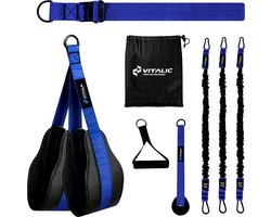 Vitalic Fitness elastiek met Handvatten inclusief 4 weken durend ONLINE trainingsschema - Weerstandsbanden set - Resistance band - Fitness elastiek - Elastische banden