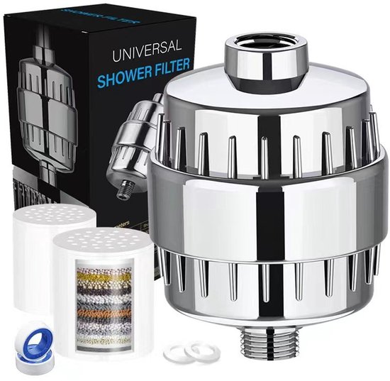 25-Stage Shower Filter, Hard Water Shower Filter, Shower Filter for Removing Fluoride and Chlorine, Shower Filter, Water Purifier with 2 Cartridges