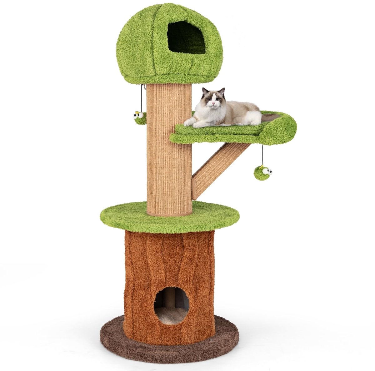 Kattenboom – Krabpaal – Klimmeubel – Kattenhuis – Kattenklimtoestel – Met Kattenholte en Speelballen – Stevig Houten Frame met Sisal Krablaag – Afmeting 60x60x148 cm – Bruin Groen Natuurlijk Kattenboom – Krabpaal – Klimmeubel – Kattenhuis – Kattenklimtoestel – Met Kattenholte en Speelballen – Stevig Houten Frame met Sisal Krablaag – Afmeting 60x60x148 cm – Bruin Groen Natuurlijk