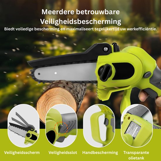 ApexArte® Telescopische Snoeischaar - Mini Kettingzaag - Heggenschaar - Takkenschaar - Takkenzaag - Elektrische Snoeizaag met Accu - Groen van ApexArte — afbeelding 3