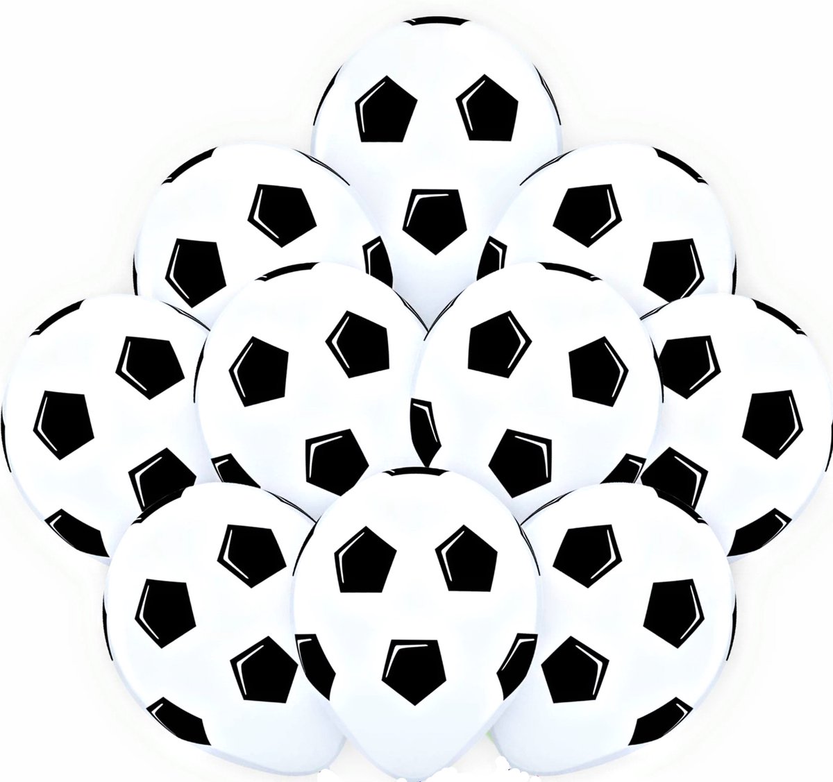 10 voetbal ballonnen wit met zwart - voetbal - ballon - sport - decoratie - voetbalfeest - verjaardag - toernooi - wedstrijd