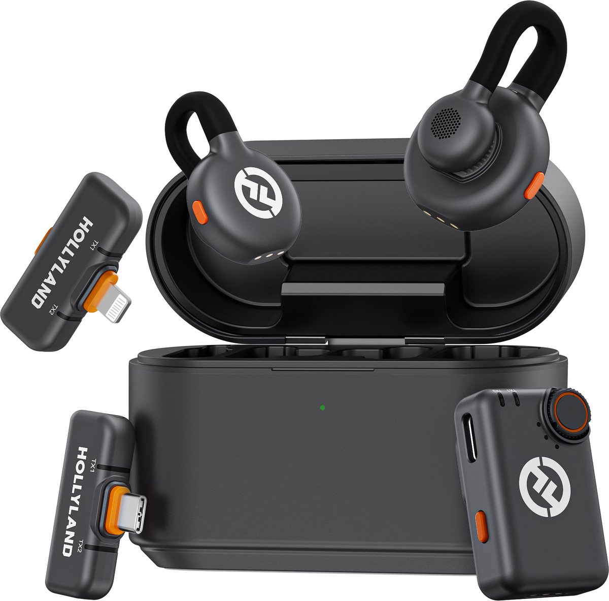 Hollyland Lark M2S Ultimate Combo (Camera RX+USB-C RX+Lightning RX) Wireless Lavalier Microphone for iPhone/Camera/Android/PC, Compact Mic, Titanium Clip, Noise Cancelling, Content Creation