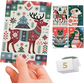 Inspra Studio – Luxe Kerstkaarten met Enveloppen – 5 Stuks – Rendier, Kat, Hond, Paard & Eend Wenskaarten – Scandinavische Dieren Illustraties