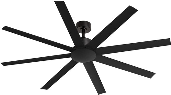 Stille plafondventilator 40W zwart Ø165 cm met timer zomer/winterfunctie geschikt voor 28-35 m² ruimtes