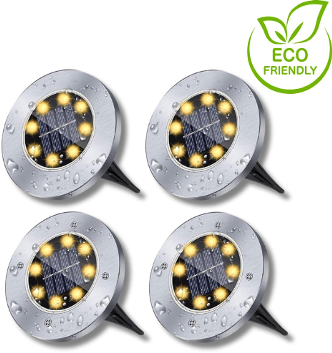 4x LED Grondspots Solar Tuin Set- Tuinverlichting - Zonne Energie - Waterdicht