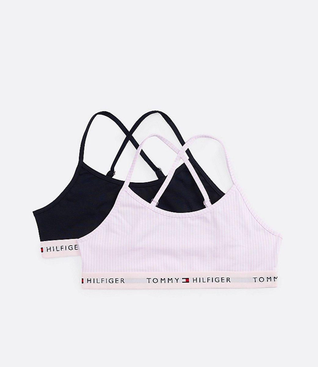 Tommy Hilfiger Duopack 2 stuks - Cross Back Bralette - Donkerblauw / Roze Gestreept - 8/10 jaar Donkerblauw-Roze gestreept