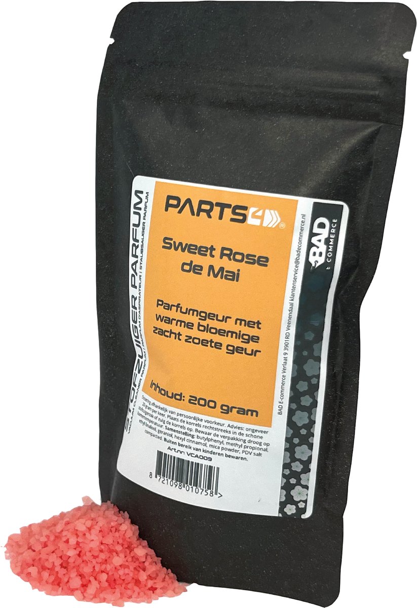 PARTS4® Stofzuiger parfum Sweet Rose de Mai | 200 gram in hersluitbaar zakje | Verspreidt een aangename geur tijdens het stofzuigen