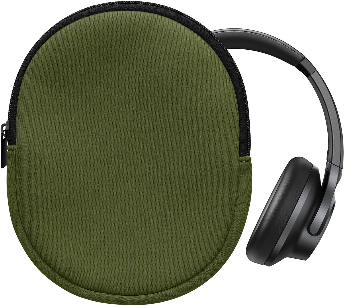 kwmobile hoes geschikt voor Anker Soundcore Q20i - 20 x 16 cm - Beschermhoes voor headset in olijfgroen - Van neopreen